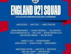 英格兰U21名单：埃利奥特、帕尔默、麦卡蒂、伊令在列